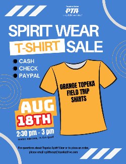 PTA Spirit Wear Sale Flyer