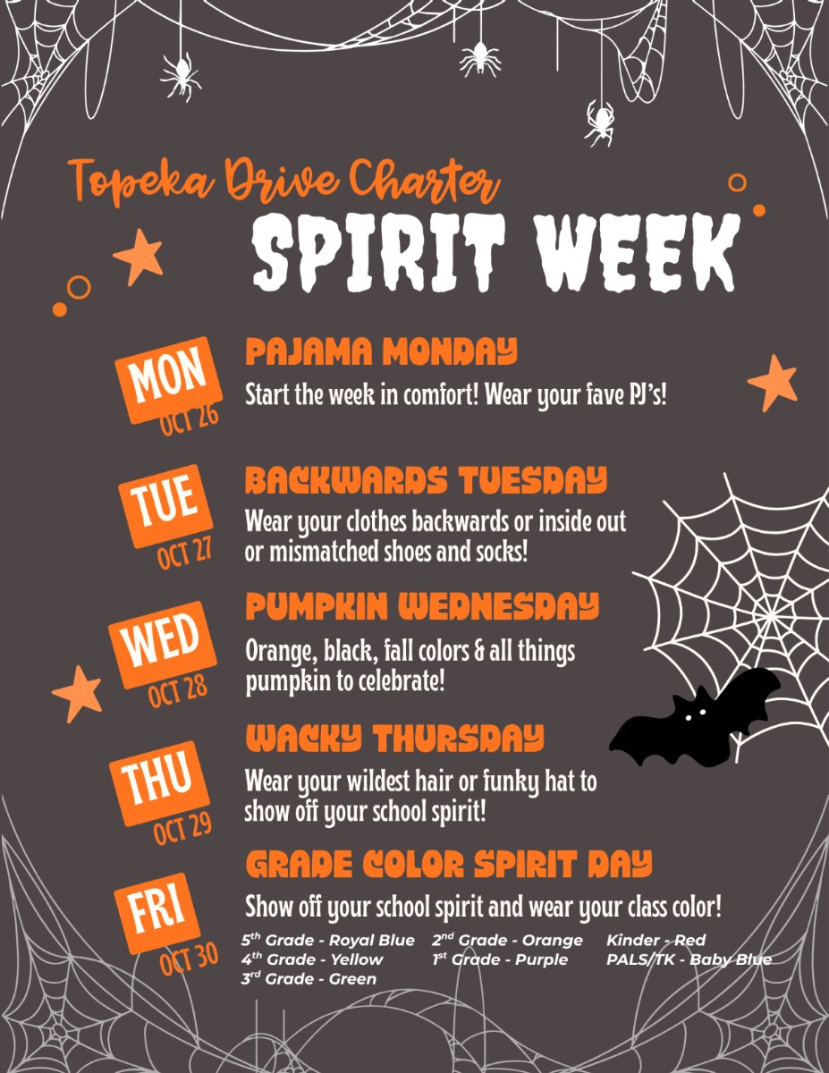 Spirit Week October 2026 flyer