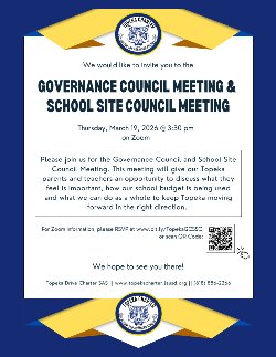 March 2026 Governance Council School Site Council Meeting Flyer